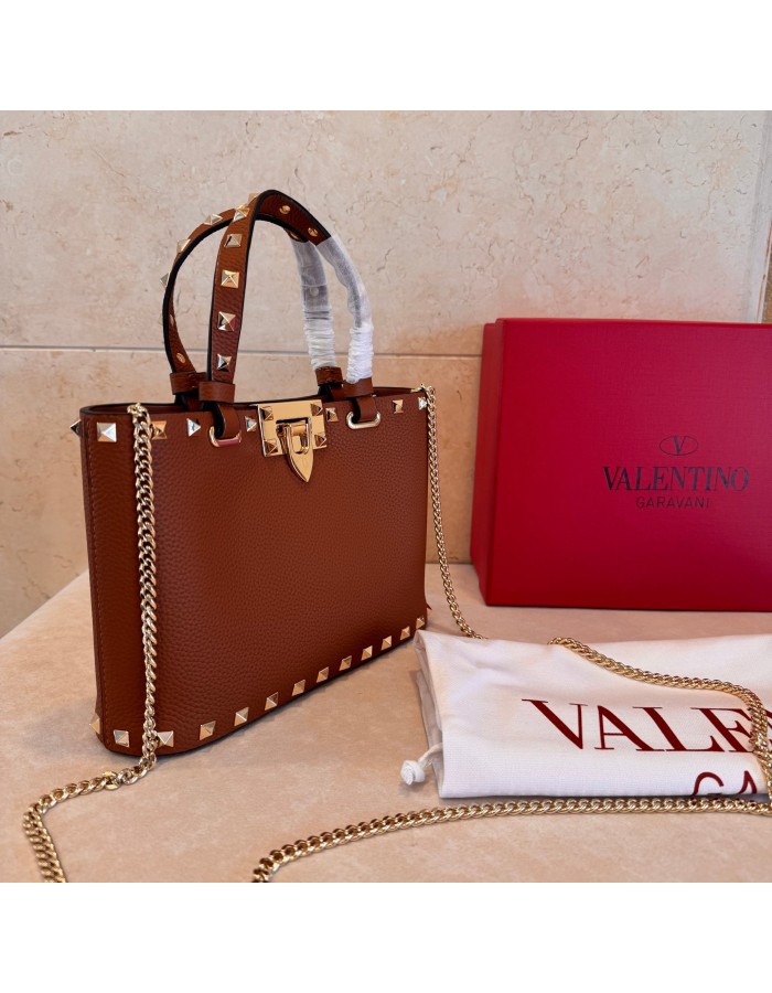 Mini Borsa Shopping Rockstud In Vitello Granato VALENTINO