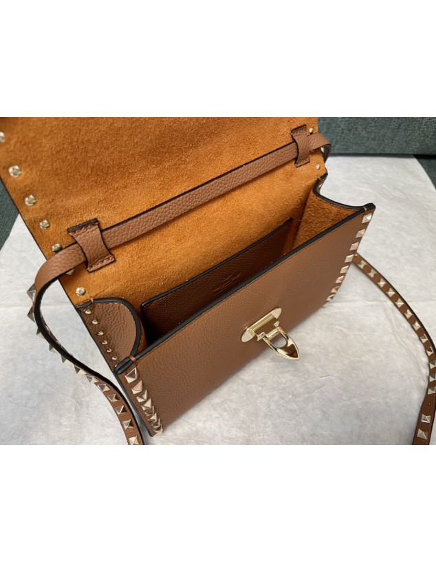 Borsa Piccola A Tracolla Rockstud In Vitello Granato VALENTINO