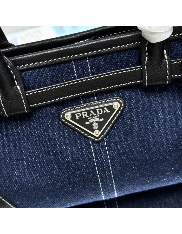 Borsa a mano Prada Bonnie small in denim e pelle PRADA