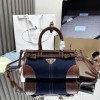 Borsa a mano Prada Bonnie small in denim e pelle PRADA