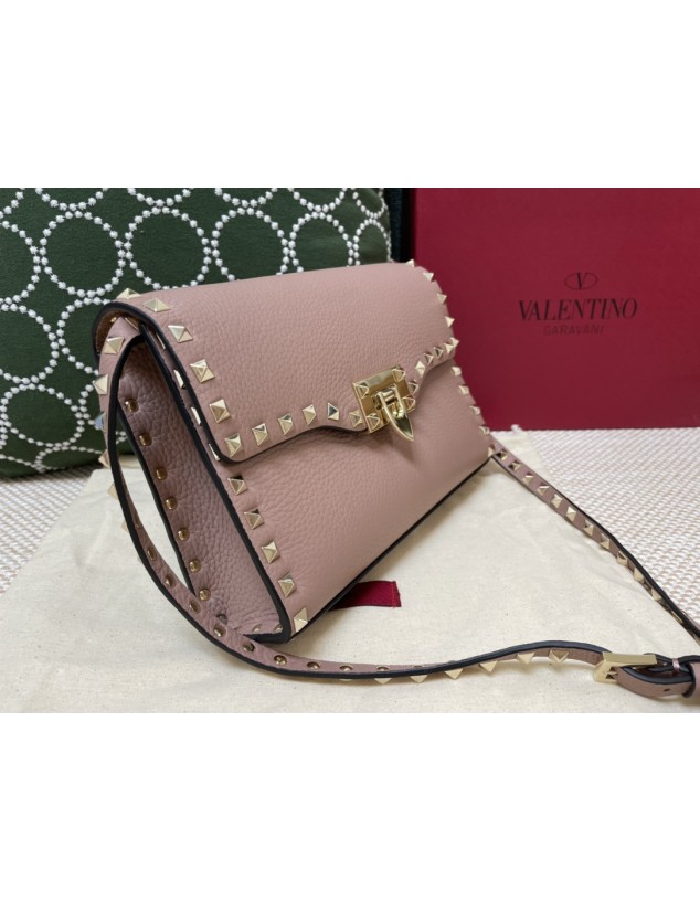 Borsa Piccola A Tracolla Rockstud In Vitello Granato VALENTINO