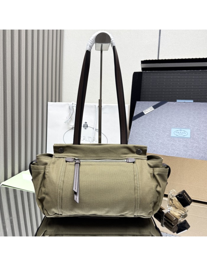 Borsa shopping Prada Route large in canvas e pelle PRADA