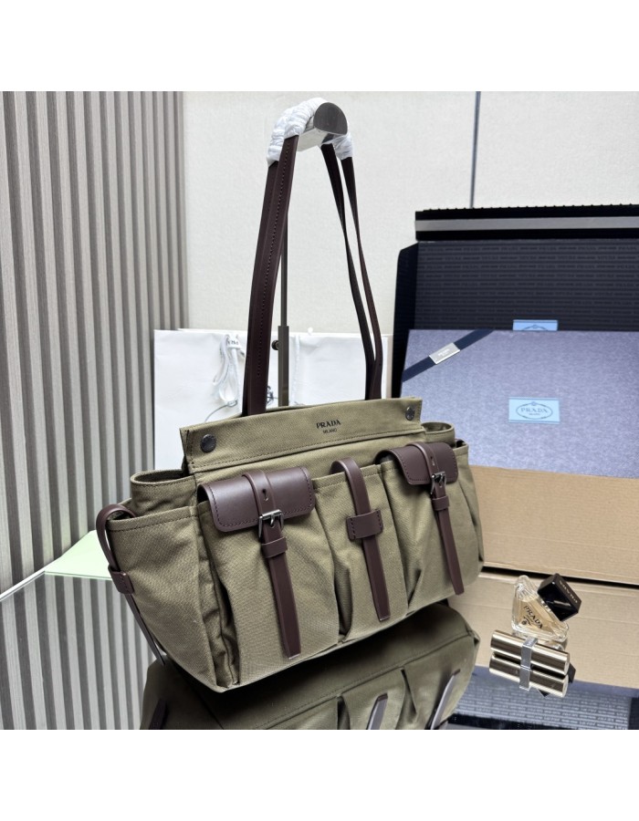 Borsa shopping Prada Route large in canvas e pelle PRADA