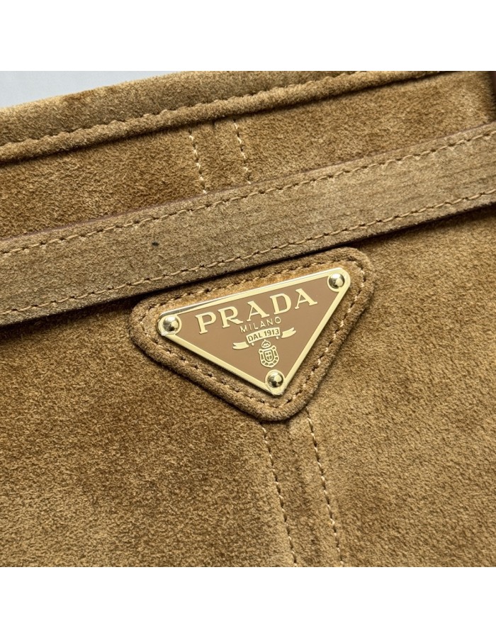 Borsa a mano Prada Bonnie large in pelle scamosciata PRADA
