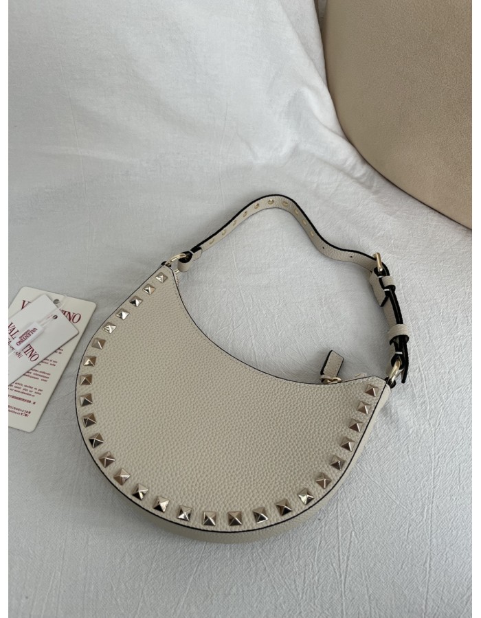 Mini Borsa Hobo Rockstud In Vitello Granato VALENTINO