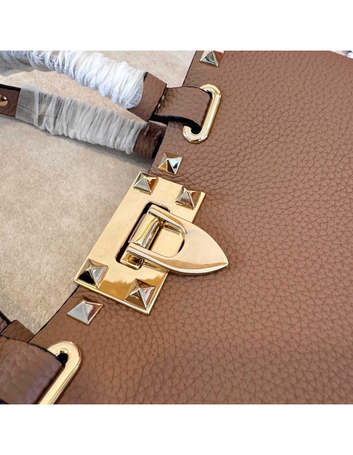 Mini Borsa Shopping Rockstud In Vitello Granato VALENTINO