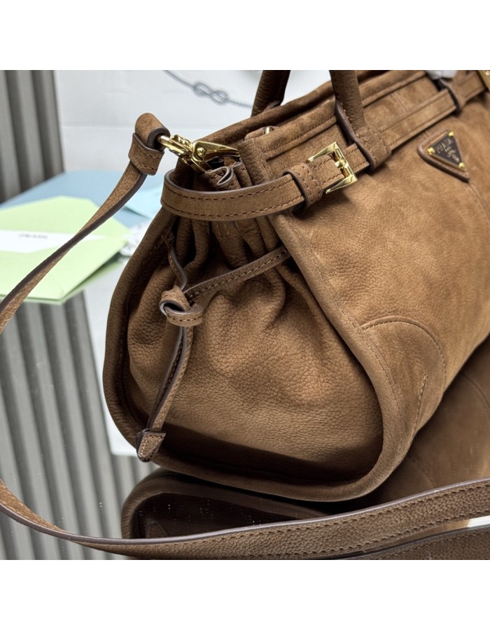 Borsa a mano Prada Bonnie medium in pelle nabuk PRADA