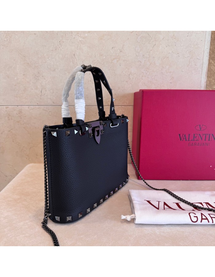 Mini Borsa Shopping Rockstud In Vitello Granato VALENTINO