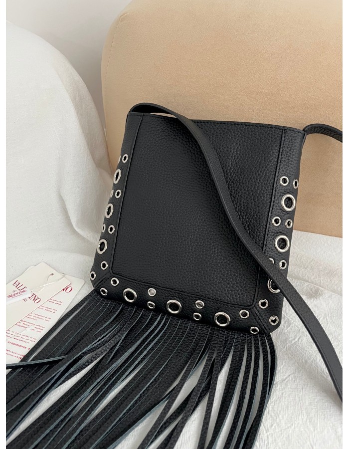 Borsa A Spalla Piccola  Nellcôte In Pelle Con Frange VALENTINO