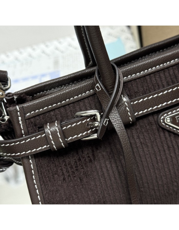 Borsa a mano Prada Bonnie small in velluto e pelle PRADA