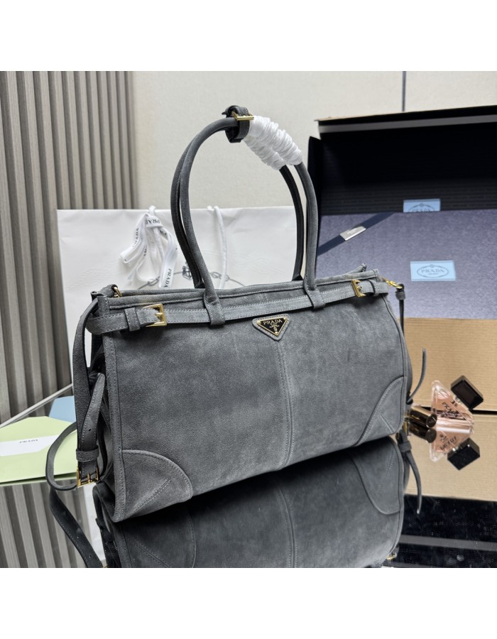 Borsa a mano Prada Bonnie large in pelle scamosciata PRADA
