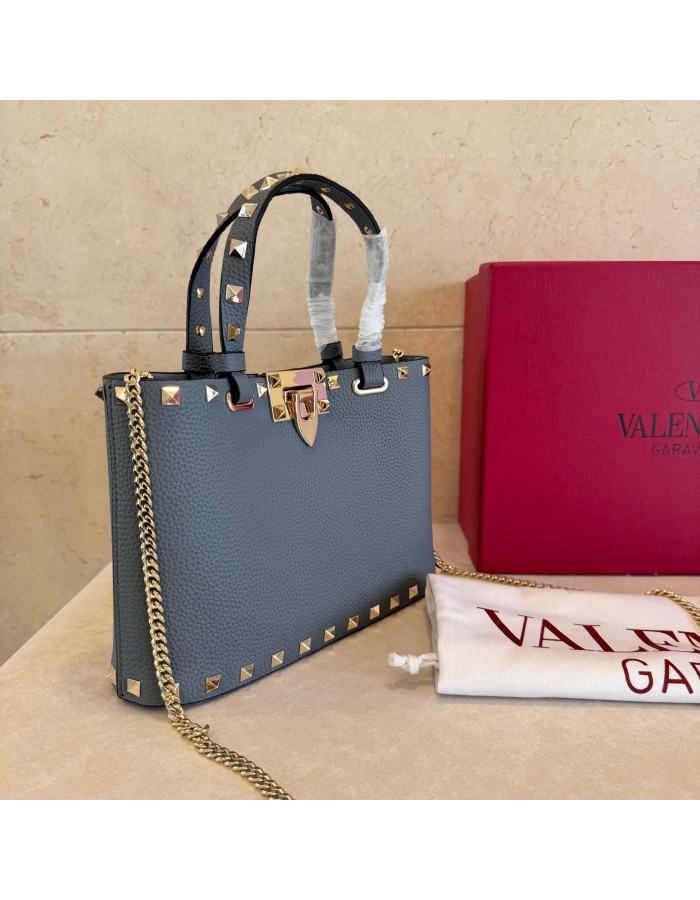 Mini Borsa Shopping Rockstud In Vitello Granato VALENTINO