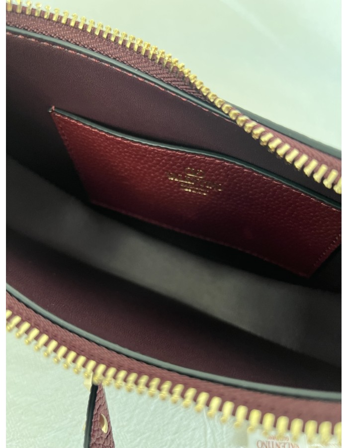 Mini Borsa Hobo Rockstud In Vitello Granato VALENTINO