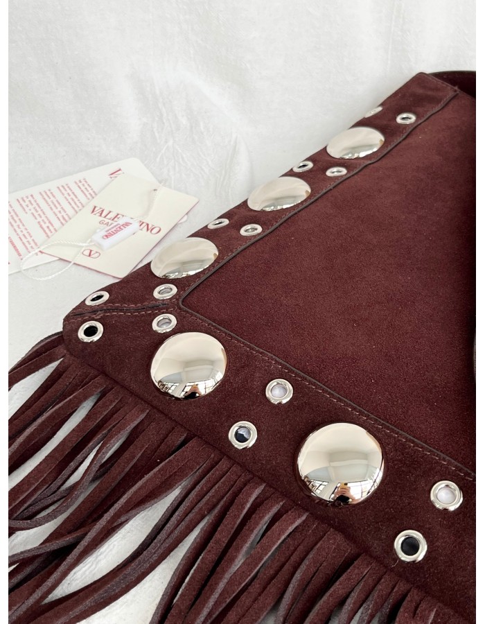Borsa A Spalla Nellcôte In Suede Con Frange VALENTINO