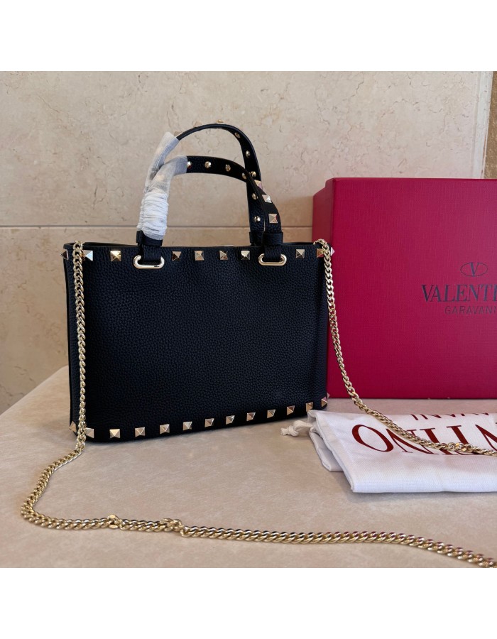 Mini Borsa Shopping Rockstud In Vitello Granato VALENTINO