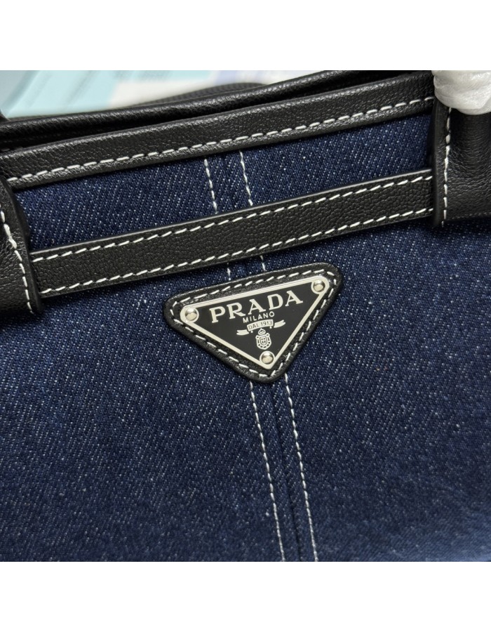Borsa a mano Prada Bonnie medium in denim e pelle PRADA