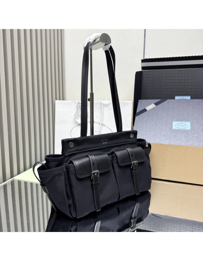 Borsa shopping Prada Route large in canvas e pelle PRADA
