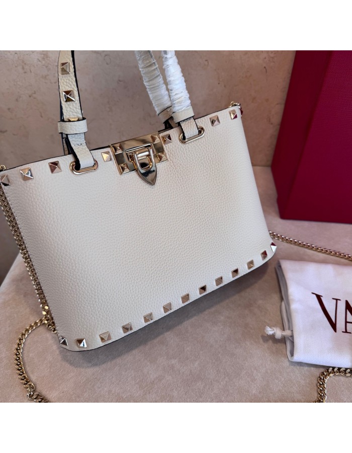 Mini Borsa Shopping Rockstud In Vitello Granato VALENTINO