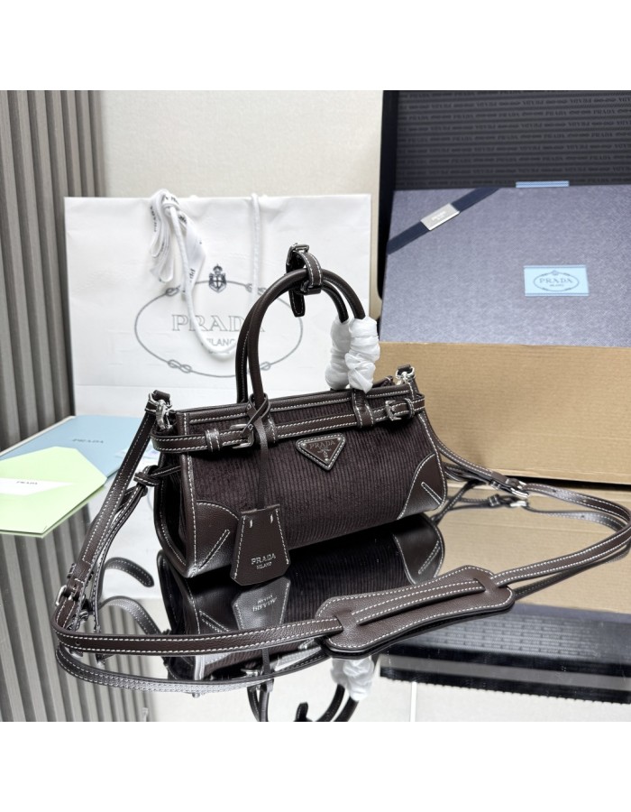 Borsa a mano Prada Bonnie small in velluto e pelle PRADA