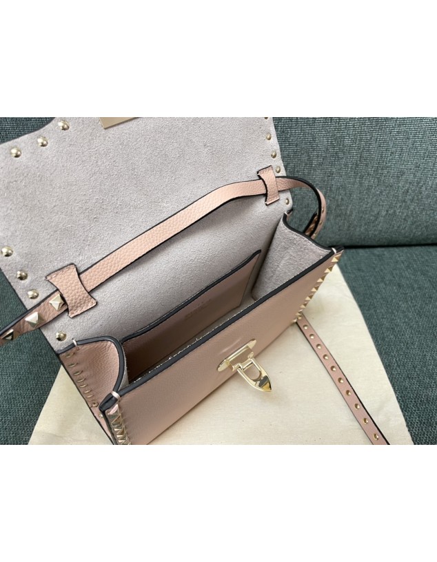 Borsa Piccola A Tracolla Rockstud In Vitello Granato VALENTINO