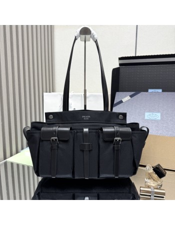 Borsa shopping Prada Route large in canvas e pelle PRADA