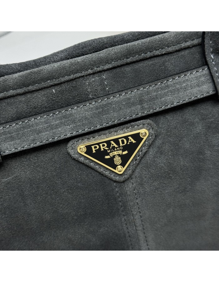 Borsa a mano Prada Bonnie large in pelle scamosciata PRADA