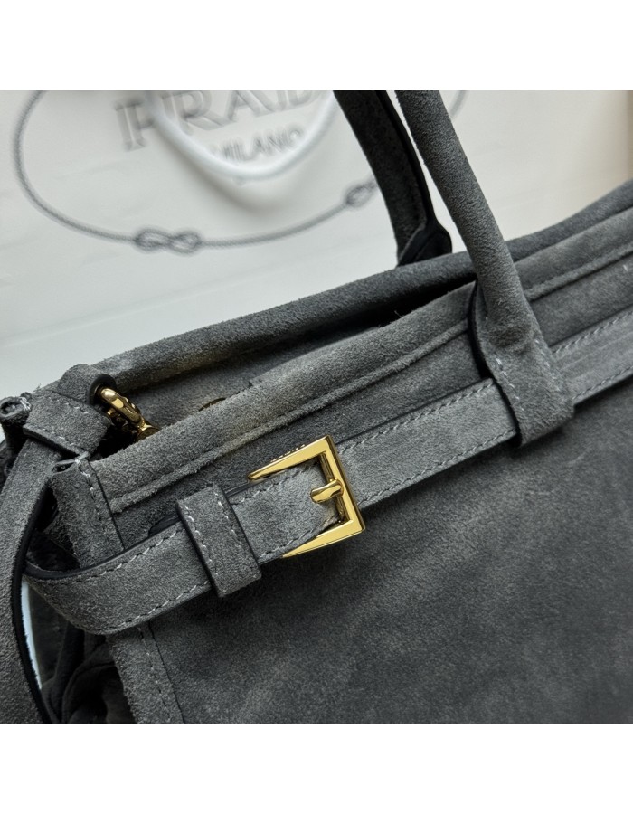 Borsa a mano Prada Bonnie large in pelle scamosciata PRADA