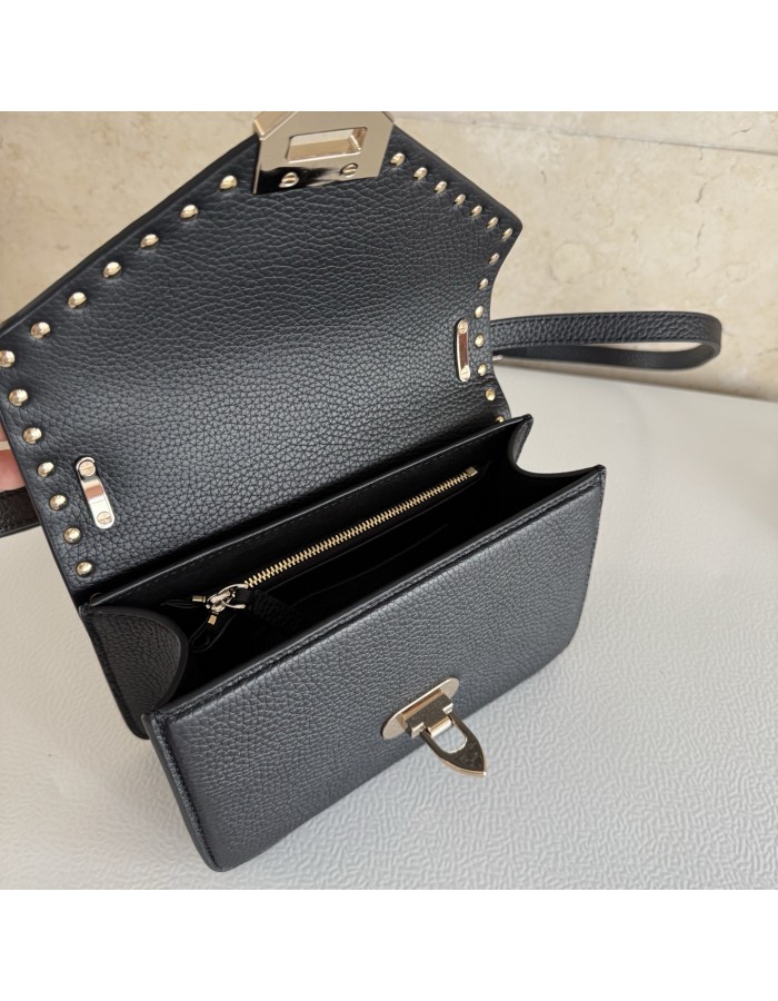 Borsa Piccola A Tracolla Rockstud In Vitello Granato VALENTINO