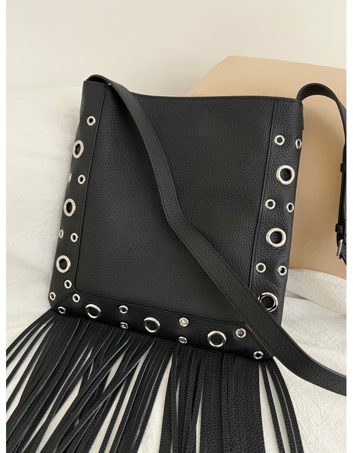 Borsa A Spalla Nellcôte In Pelle Con Frange VALENTINO