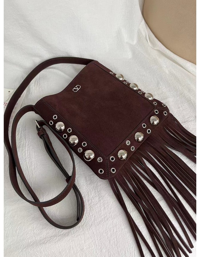 Borsa A Spalla Piccola  Nellcôte In Suede Con Frange VALENTINO