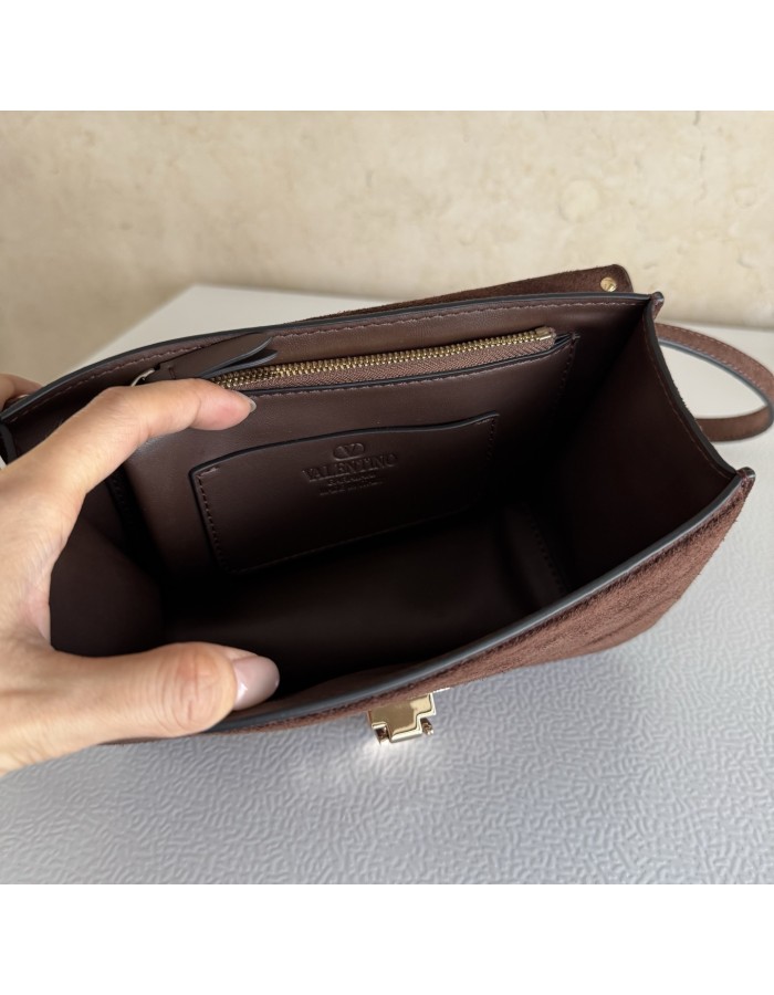 Borsa Piccola A Tracolla Rockstud In Suede VALENTINO