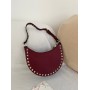 Mini Borsa Hobo Rockstud In Vitello Granato VALENTINO