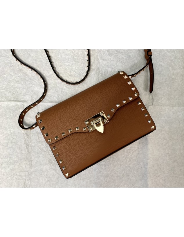 Borsa Piccola A Tracolla Rockstud In Vitello Granato VALENTINO