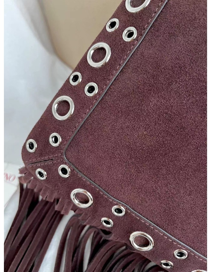Borsa A Spalla Piccola  Nellcôte In Suede Con Frange VALENTINO