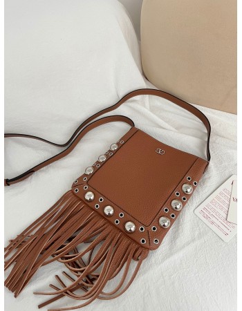 Borsa A Spalla Piccola  Nellcôte In Pelle Con Frange VALENTINO