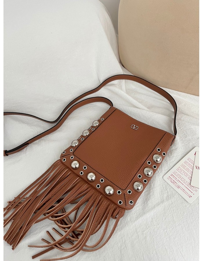 Borsa A Spalla Piccola  Nellcôte In Pelle Con Frange VALENTINO