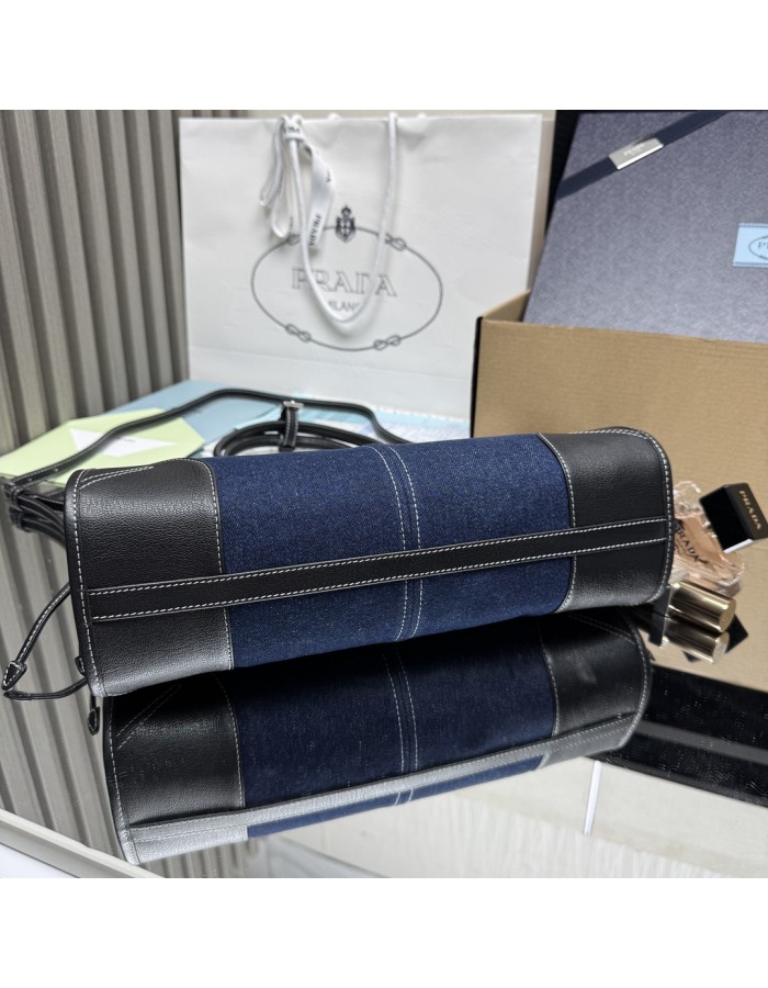 Borsa a mano Prada Bonnie medium in denim e pelle PRADA