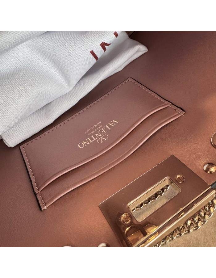 Mini Borsa Shopping Rockstud In Vitello Granato VALENTINO