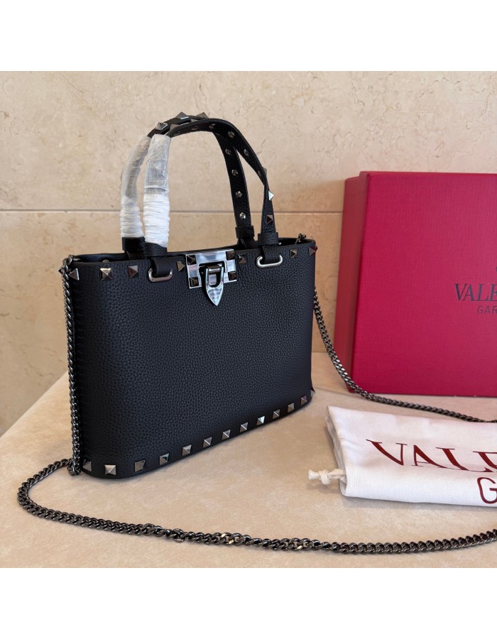 Mini Borsa Shopping Rockstud In Vitello Granato VALENTINO