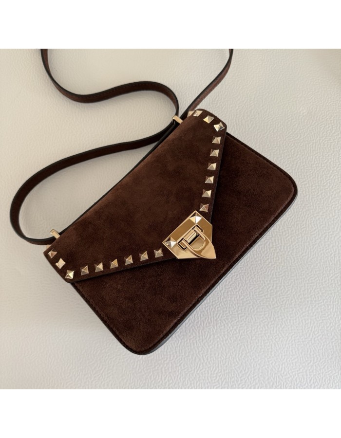 Borsa Piccola A Tracolla Rockstud In Suede VALENTINO