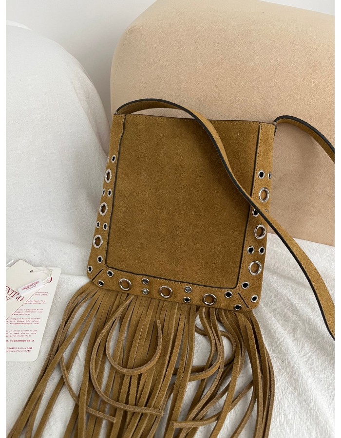 Borsa A Spalla Piccola  Nellcôte In Suede Con Frange VALENTINO