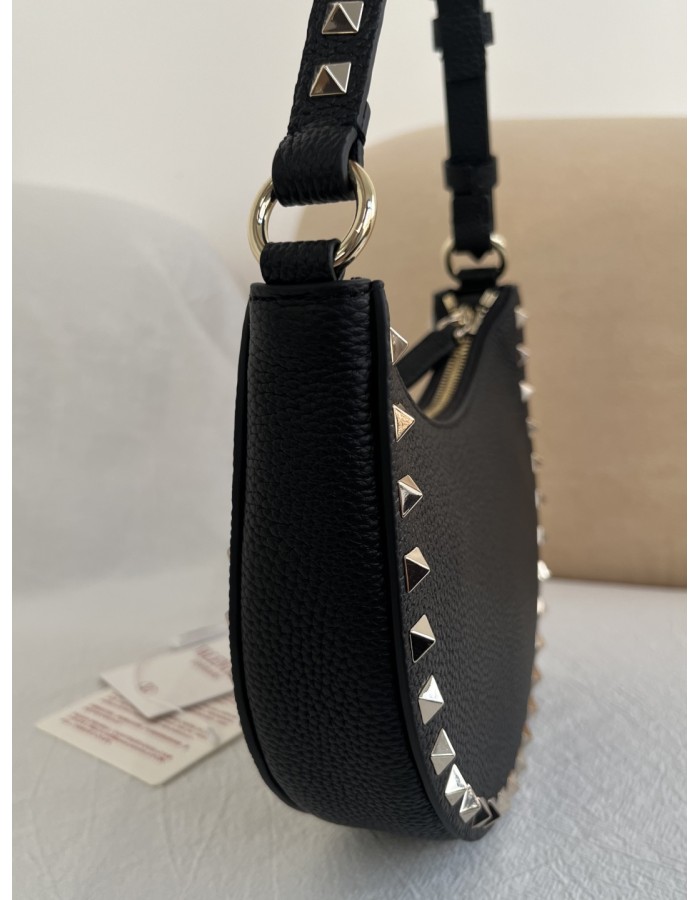 Mini Borsa Hobo Rockstud In Vitello Granato VALENTINO