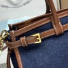 Borsa a mano Prada Bonnie medium in denim e pelle PRADA