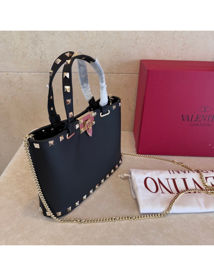 Mini Borsa Shopping Rockstud In Vitello Granato VALENTINO