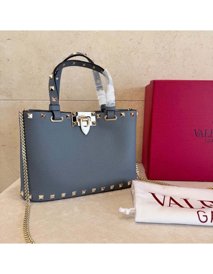 Mini Borsa Shopping Rockstud In Vitello Granato VALENTINO