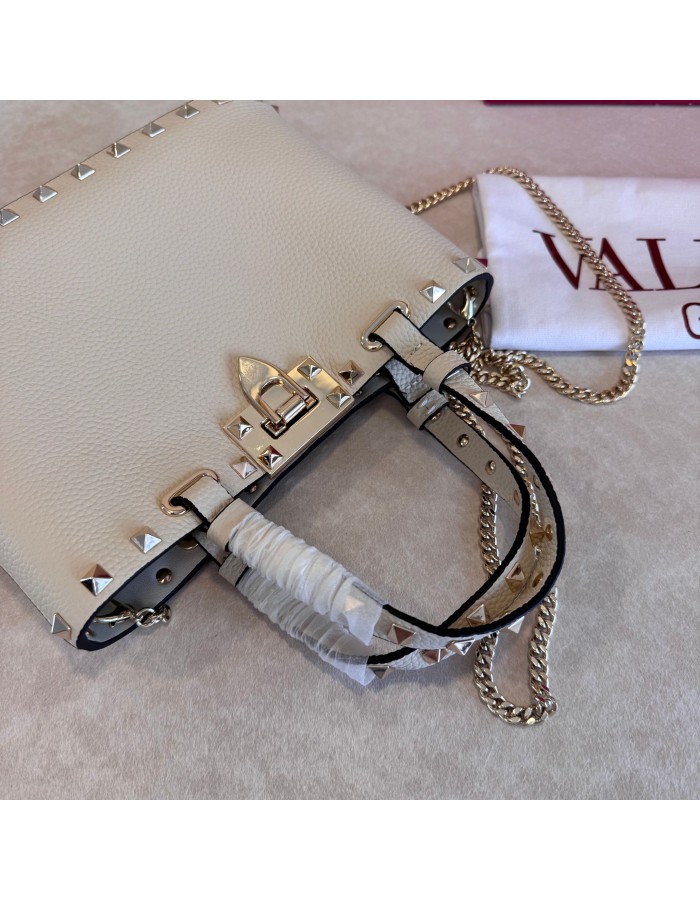 Mini Borsa Shopping Rockstud In Vitello Granato VALENTINO
