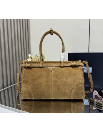 Borsa a mano Prada Bonnie large in pelle scamosciata PRADA