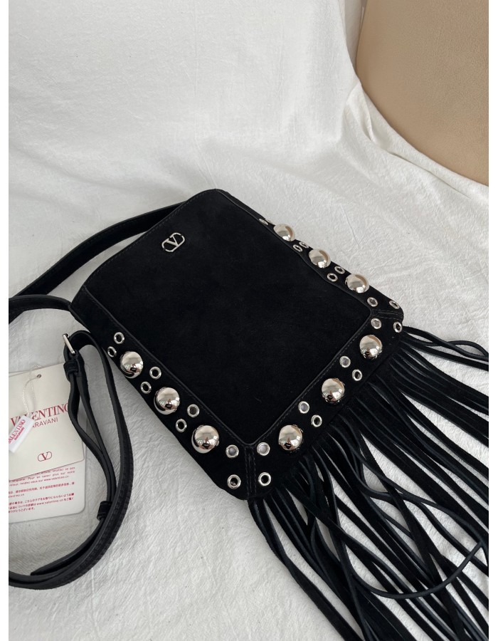 Borsa A Spalla Piccola  Nellcôte In Suede Con Frange VALENTINO