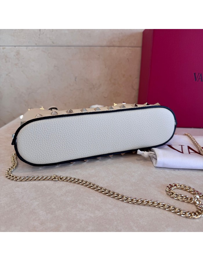Mini Borsa Shopping Rockstud In Vitello Granato VALENTINO