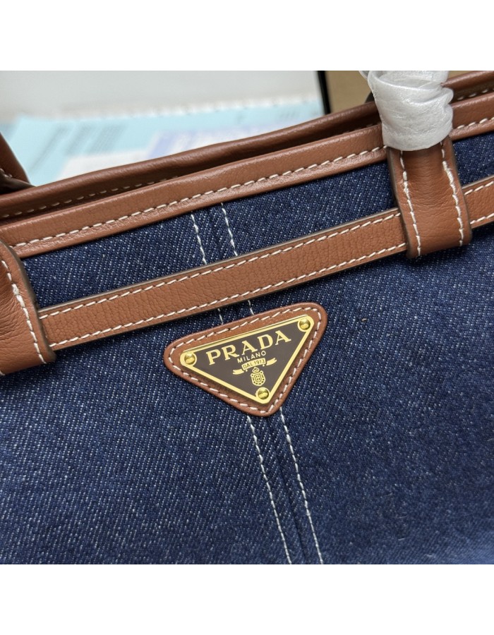Borsa a mano Prada Bonnie medium in denim e pelle PRADA